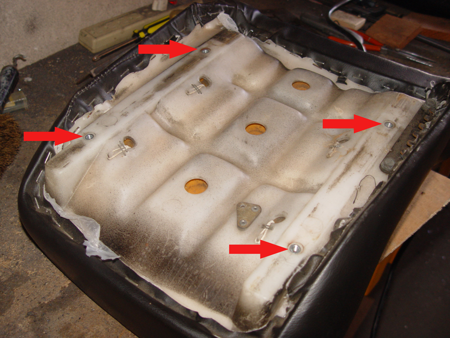 Photo of seat back bolt locations
