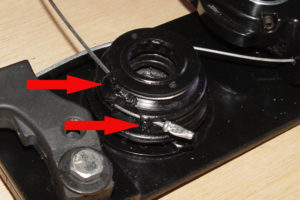 Photo of control cables wound on gear